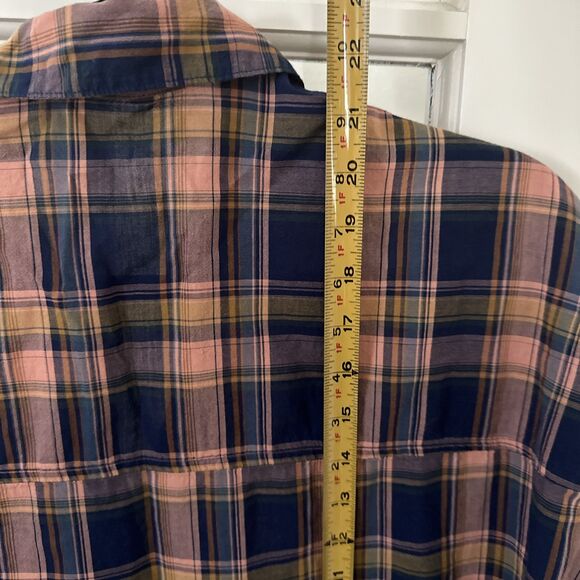 Madewell Shirt Women's Small Cropped Plaid Short Sleeve Button Up Tie Front - Picture 9 of 9